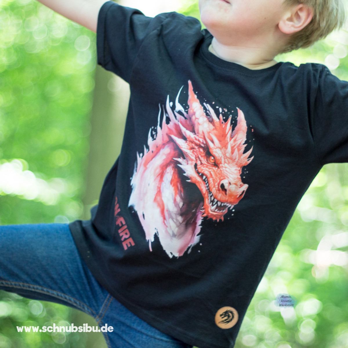Bügelbild Drache rot